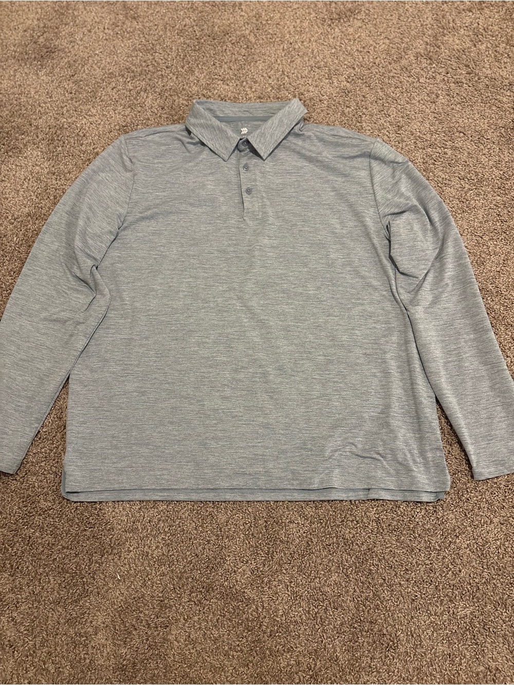 all in motion Men's Long-Sleeve Heather Light Blue Polo XL